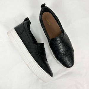 Halogen Blakely Black Reptile Leather Slip On Chunky Platform Sneakers Size 9.5